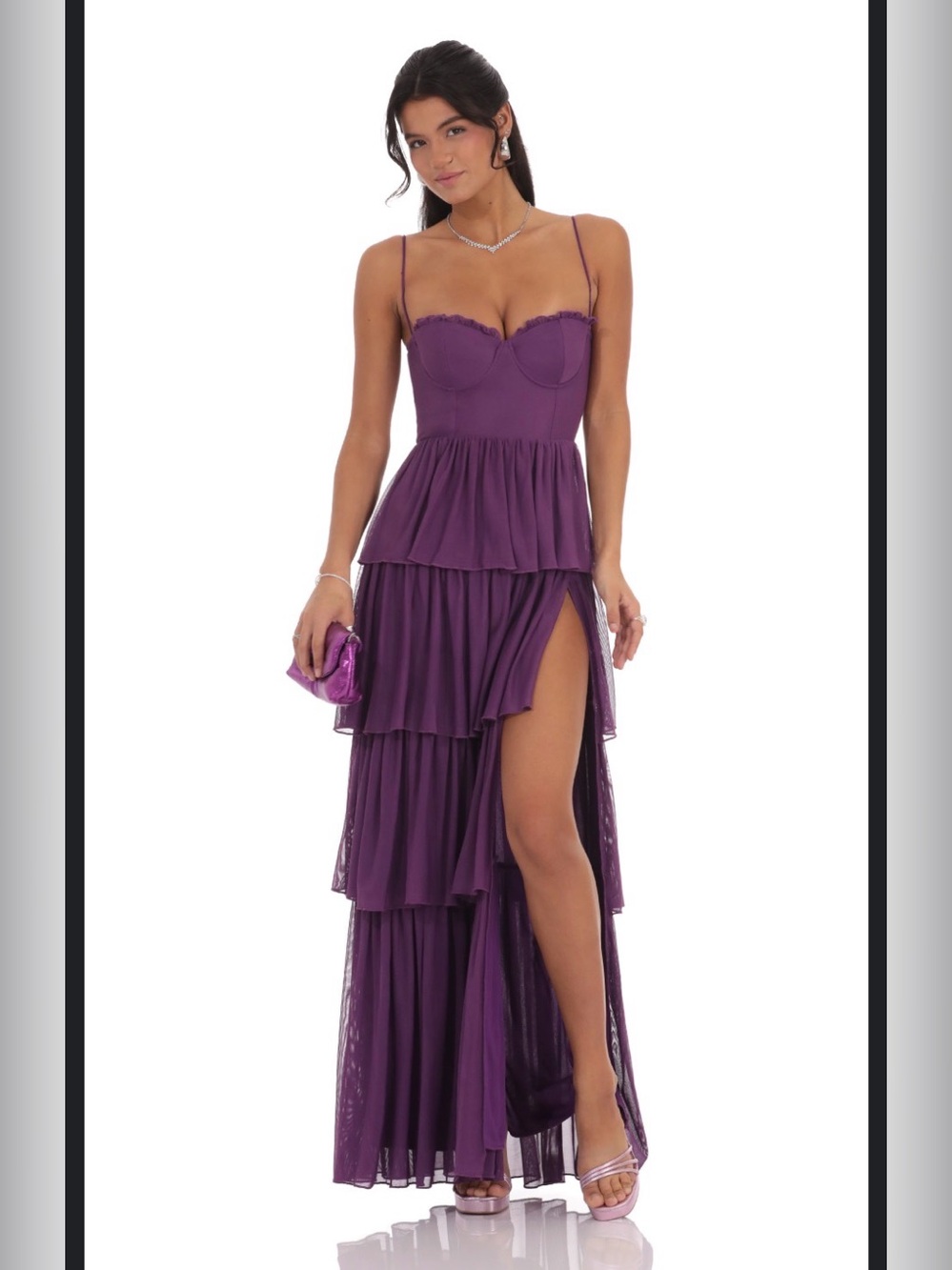 Lucy in the Sky Mesh Ruffle Maxi Dress